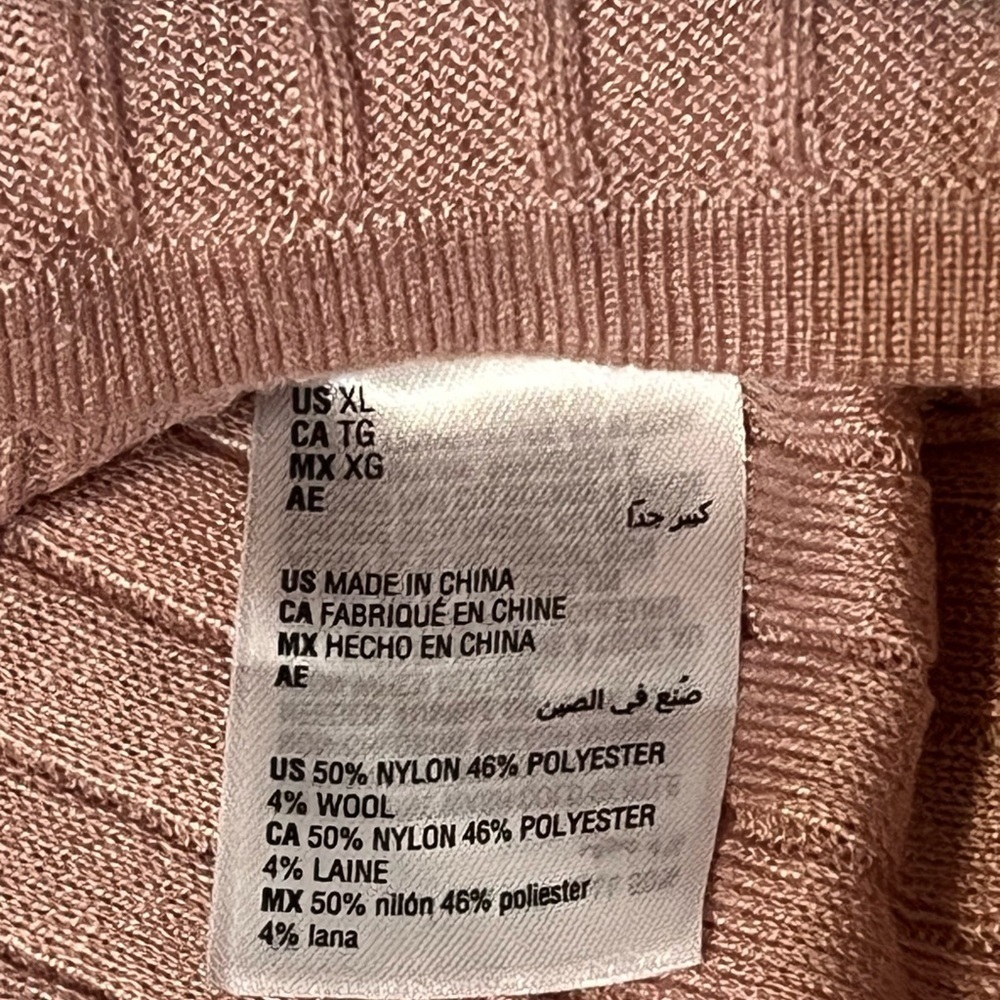 INC International Concepts Blush Pink Ribbed Tie Front Crewneck Sweater New XL - Picture 8 of 11